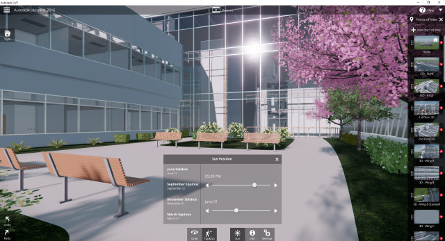 Geolocation data will enable users to adjust models for sun and sky conditions. (Image courtesy of Autodesk.)