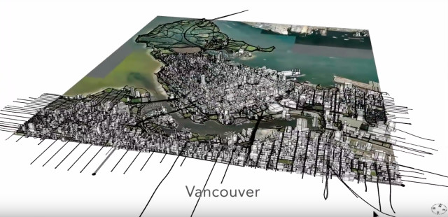 A CityEngine-generated map of Vancouver, British Columbia. (Image courtesy of CityEngineTV.)
