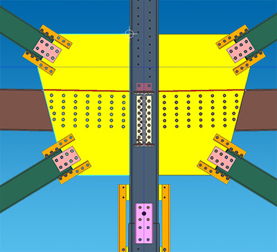 Wide-flange steel column and beam connection in SDS/2. (Image courtesy of Design Data.)