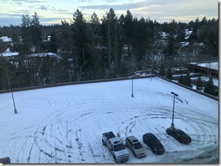 The Autodesk Parking Lot this Morning.. Still Snow...
