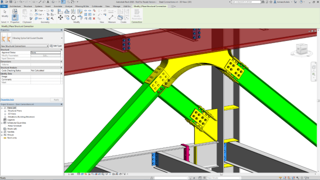 Figure 1 – Advance Steel 2018 adds 130 parametric steel connections that may be transferred to the Revit model. Image courtesy of Autodesk