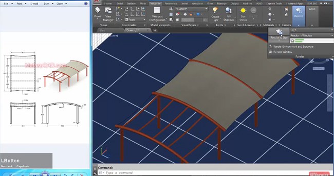 How to create a 3D canopy model with AutoCAD