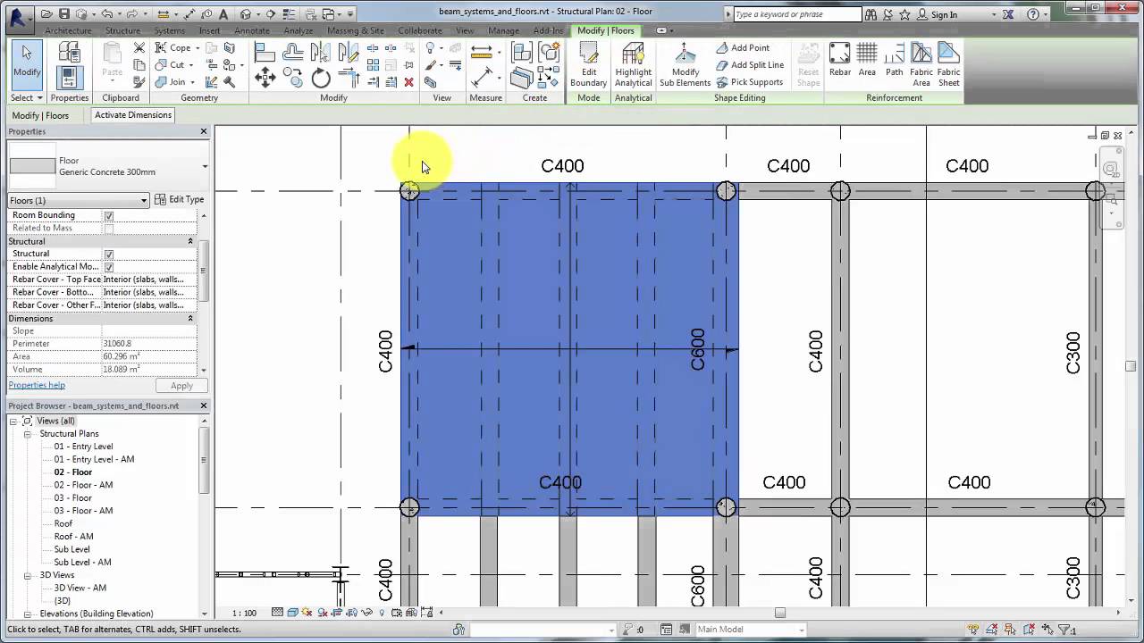 Placing beam systems and structural floors revit news