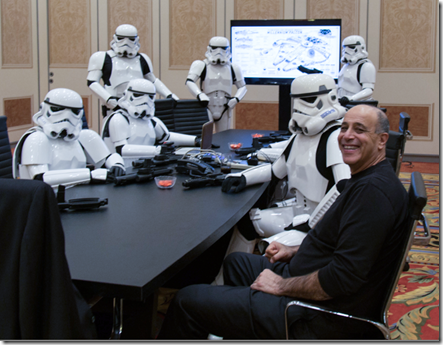 Meeting photo I took when Jonathan Knowles and myself surprised Carl Bass with Storm Troopers at Autodesk University 2015