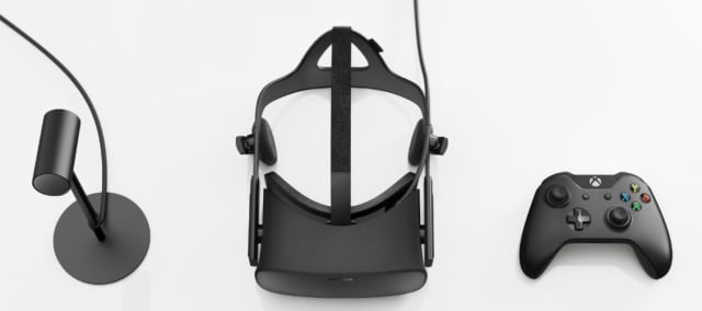 Latest generation of VR headset, the Rift, is surprisingly light. (Image courtesy of Oculus.)