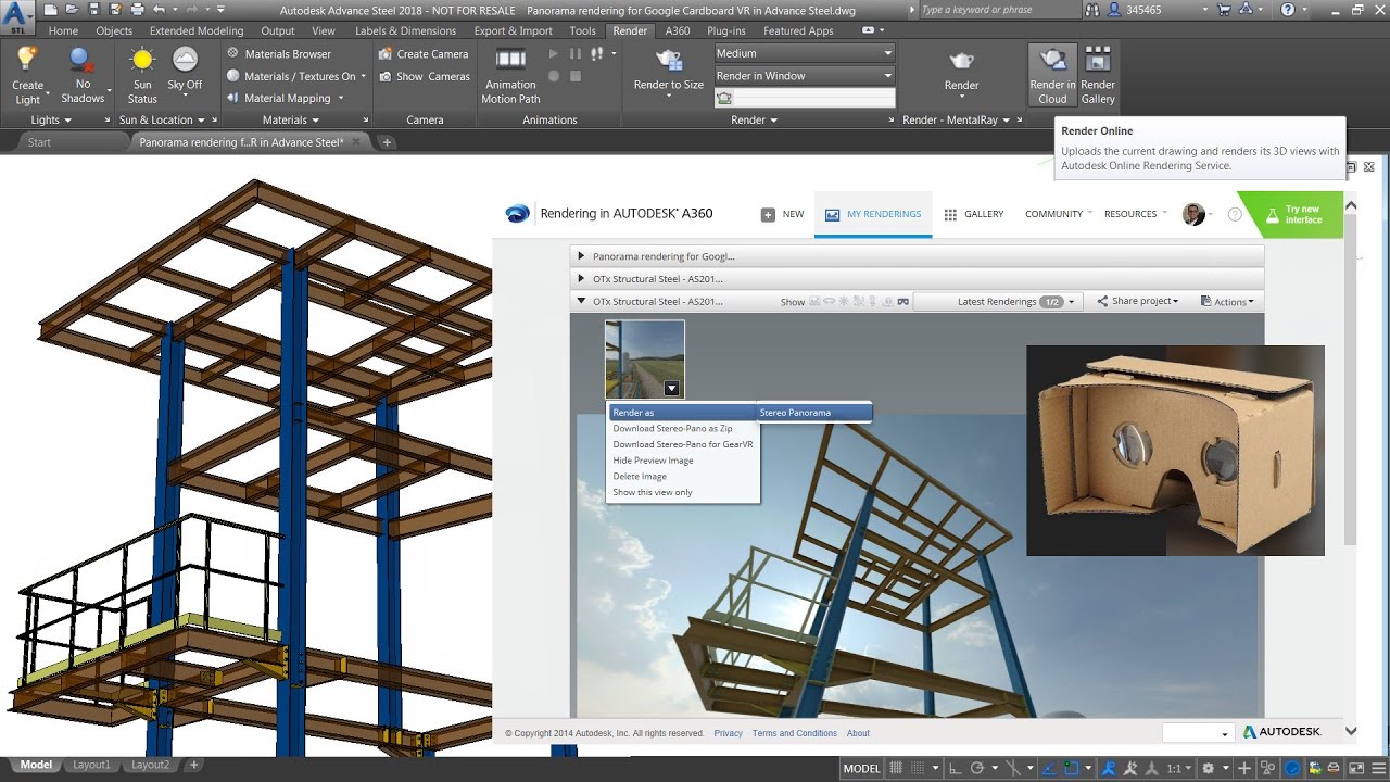 Advance Steel - Panorama rendering for Google Cardboard VR - Revit news