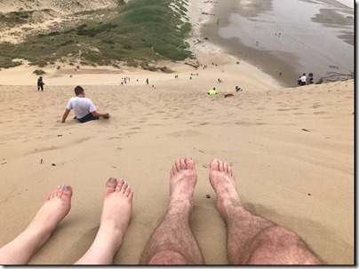 The view looking down the huge Cape Kiwanda sand dune before racing my daughter to the bottom.