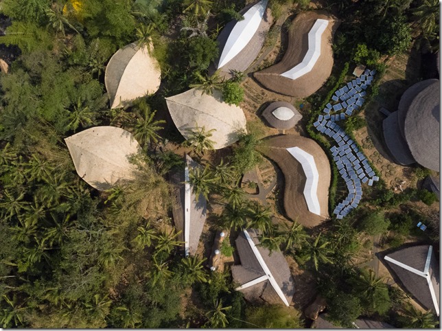 Bali Green School campus as seen by drone