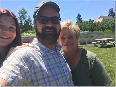 My mother, daughter, and me at a Hood River lavender farm. 