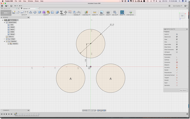 Begining the spinner design in Fusion 360