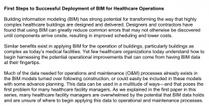 First Steps to Successful Deployment of BIM for Healthcare Operations