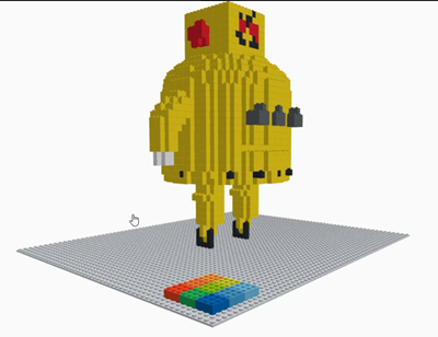 Instructables robot in LEGOs using Tinkercad brick workspace by Guillermo Melantoni Cortabarria