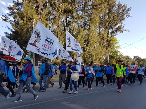 Pilgrims walking north