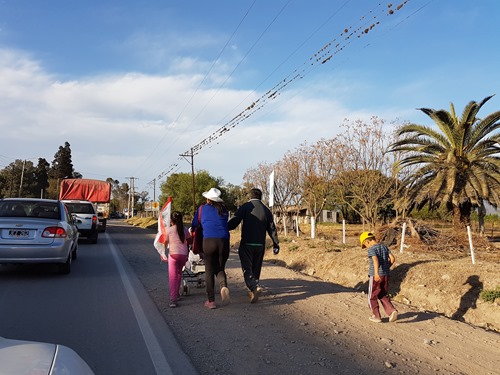 A family of six doing the pilgrimage