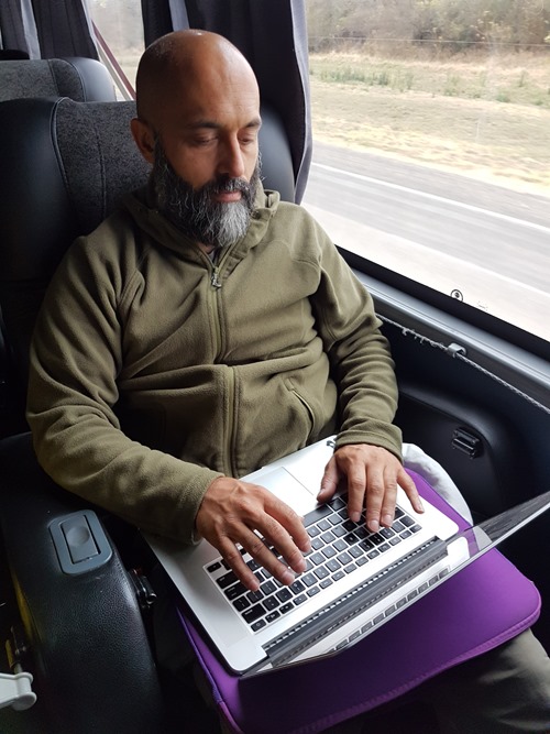 Writing a blog post on the bus
