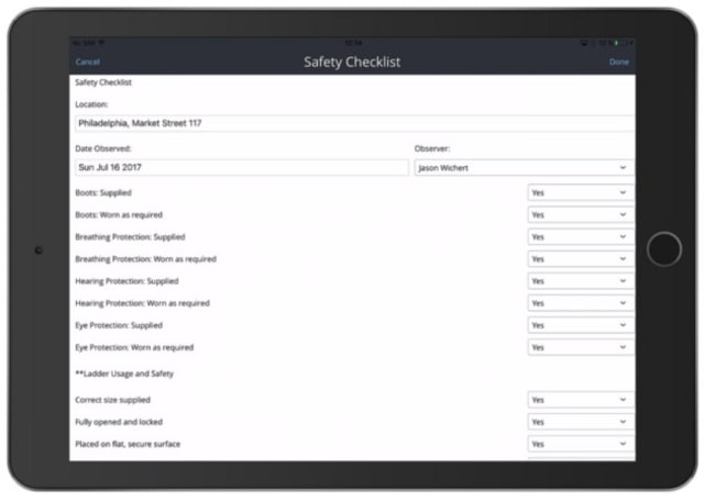 Example of a mobile interface for collecting and submitting data with the Field Data Management service. (Image courtesy of Bentley Systems.)