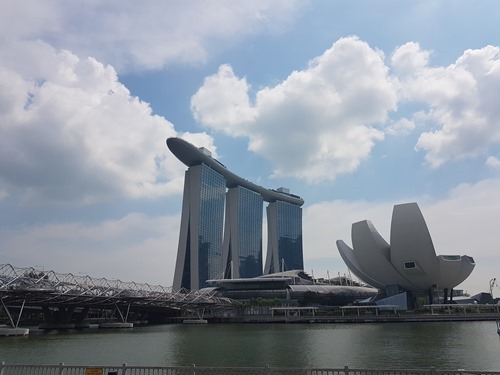 The Helix Bridge, the Marina Bay Sands and the ArtScience Museum