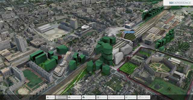 The city of Rennes, France, made into a virtual city through the 3DEXPERIENCity platform. (Image courtesy of Dassault Systèmes.)