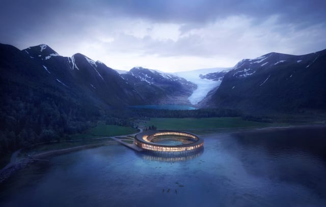 Svart is designed to be an energy positive hotel in that it will generate more energy than it uses over the course of 60 years. (Image courtesy of Snøhetta/Plompmozes.)