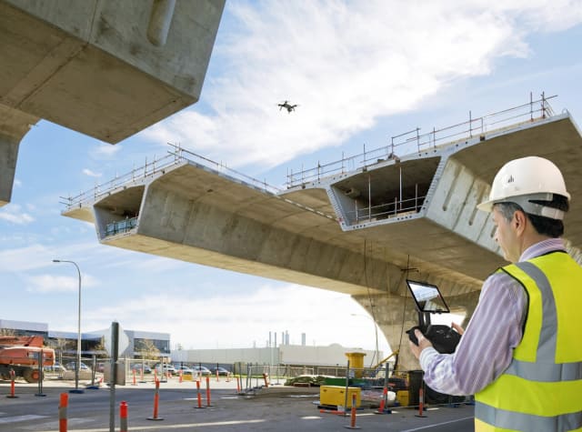 A drone is deployed using 3D Robotics’ Site Scan software. (Image courtesy of 3D Robotics.)