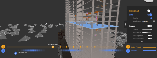 The timeline slider (bottom) lets users select what point in time they want to look at. (Image courtesy of Reconstruct.)