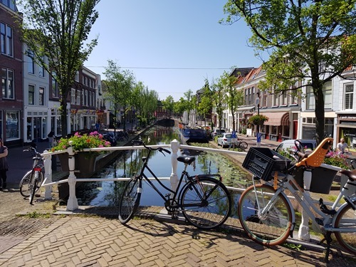 Bikes parked on the canal