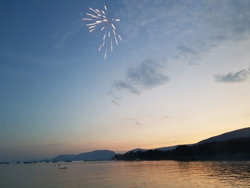 Firework at dusk