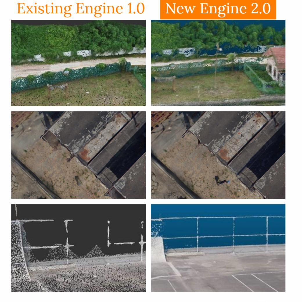 Existing engine images compared to new engine images.