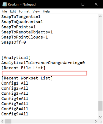 Revit 2019 ini file