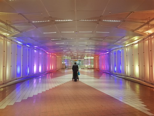 Someone walking through Munich Airport