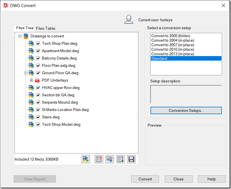 DWG Convert in TrueView 2020