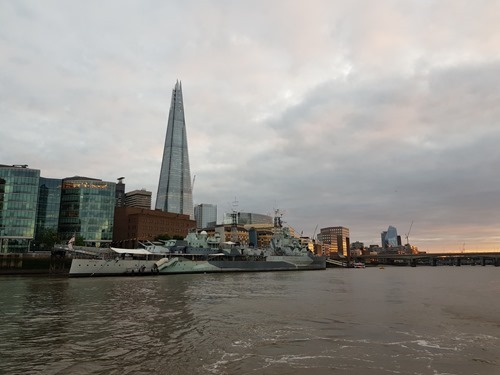 The view back towards London Bridge from the water