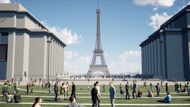 Architecture company Gustafson Porter + Bowman’s new design for the grounds around the Eiffel Tower features an increased amount of pedestrian and green space. (Image courtesy of Autodesk.)