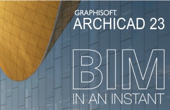 The banner for Graphisoft’s newly-demoed Archicad 23, released at the firm’s Las Vegas Key Client conference. The background features a model of the nearly-built Irina Viner-Usmanova Rhythmic Gymnastics Center, created with Graphisoft’s software (Image courtesy of Graphisoft.)