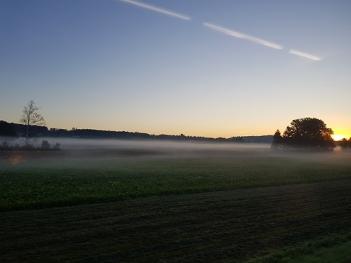 The train across to Bern with morning mist