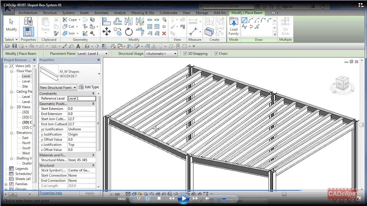 Cadclip revit sloped beam system revit news