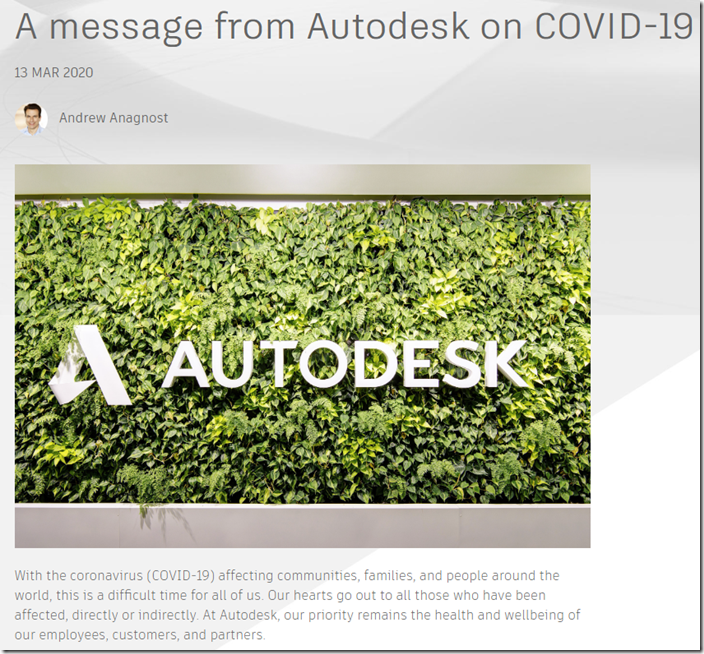 A Message from Autodesk on COVID-19