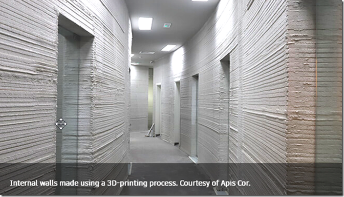 Internal walls made using a 3D-printing process. Courtesy of Apis Cor.