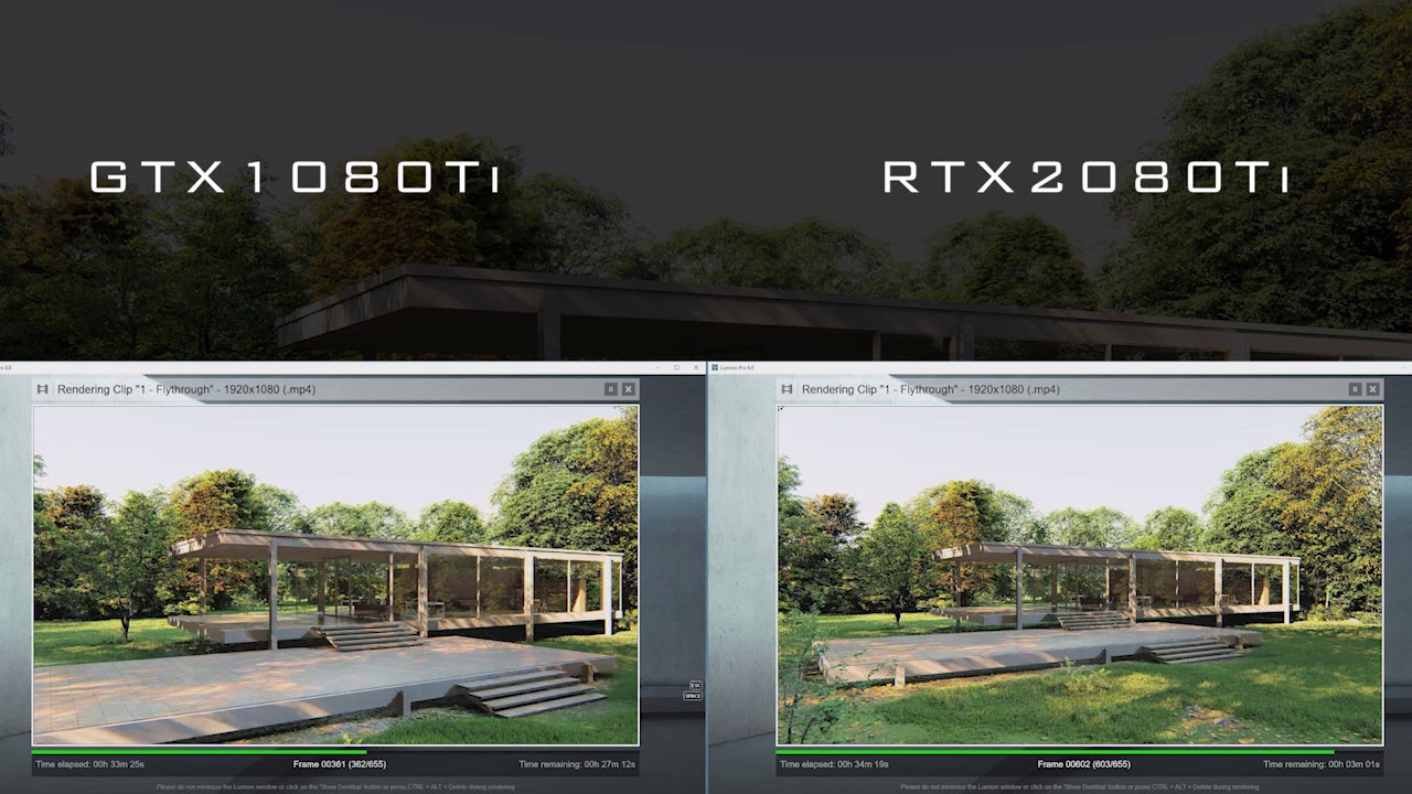 Rendering test GTX1080Ti vs RTX2080Ti (Lumion 8.0 Pro) Revit news