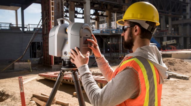 Setting up a 3D laser scanner enables the generation of millions of points to create a 3D composite of a construction site. Associated software allows that data to be shared remotely with essential construction teams. (Image courtesy of Trimble.)