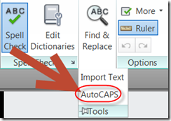 AUTOCAPS Option drop down in ribbon in AutoCAD 2014