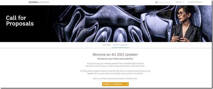 Autodesk University 2021 – Start Submitting Your Proposals