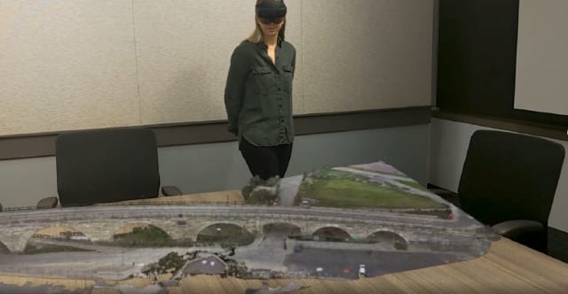 Falling over the furniture won’t kill you. A bridge inspection using a 3D model of the bridge derived from thousands of photos taken from a drone and Microsoft’s virtual reality headset, the HoloLens.
