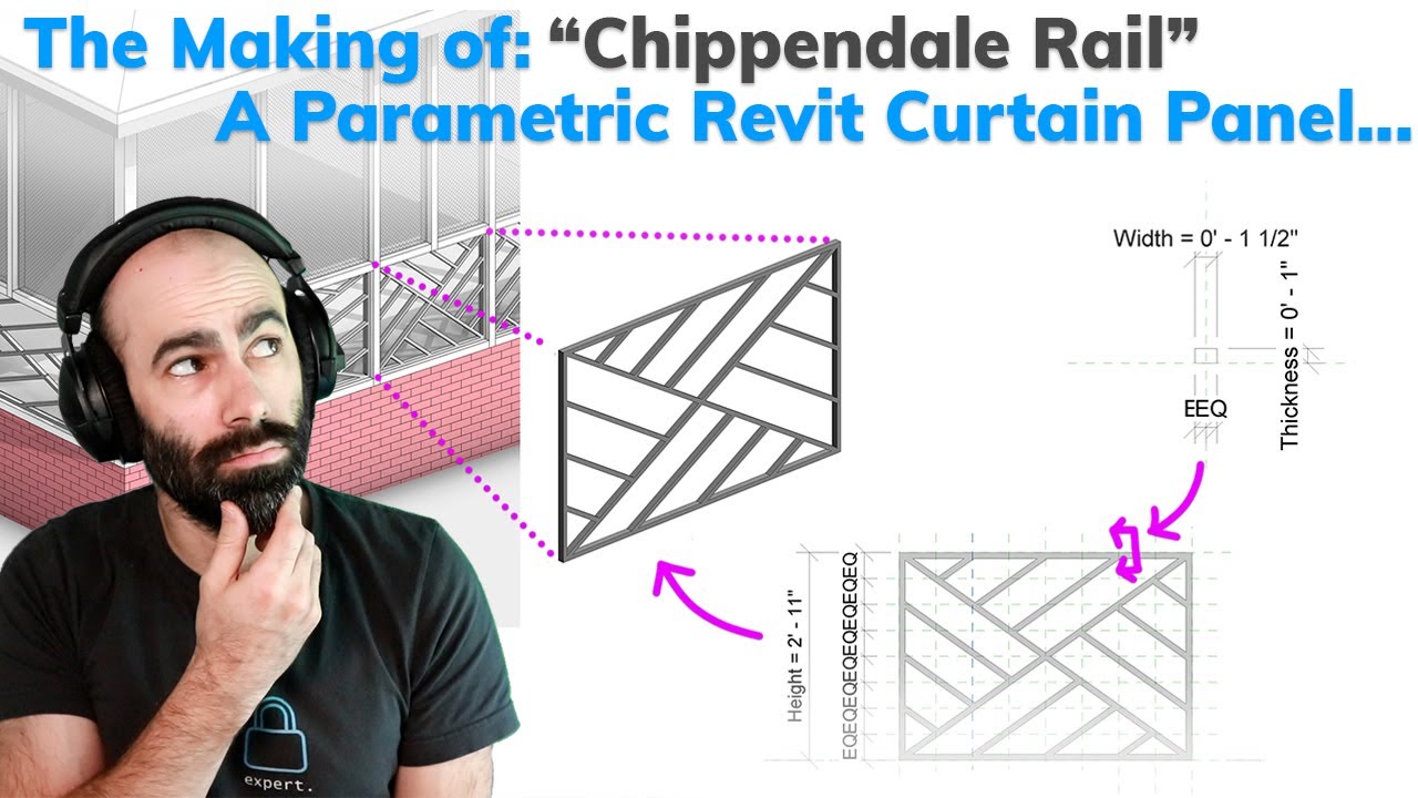 Parametric Revit Family Tutorial Curtain Panel "Chippendale Rail