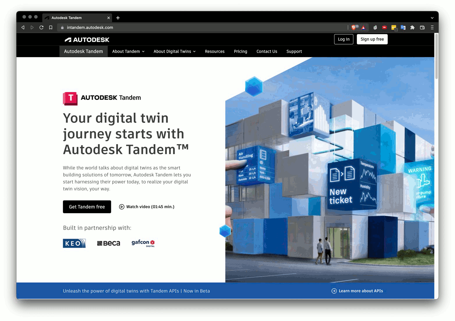 Tandem API landing page
